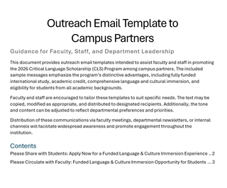 2026 CLS Outreach Email Template to Campus Partners