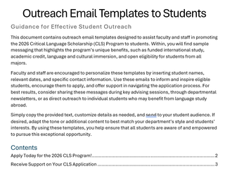 2026 CLS Outreach Email Templates for Students